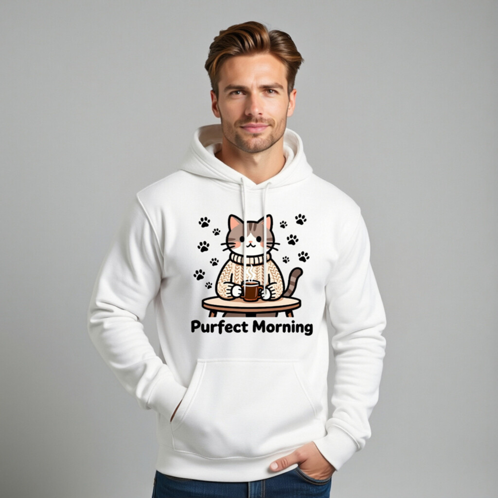 Purfect Morning Cat Hoodie | Unisex Premium Pullover Sweatshirt - Image 11