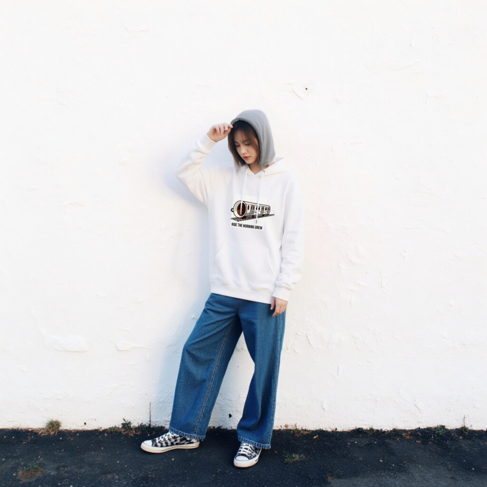 Ride the Morning Brew Unisex Hoodie - Premium Pullover Coffee Train Design - Image 2