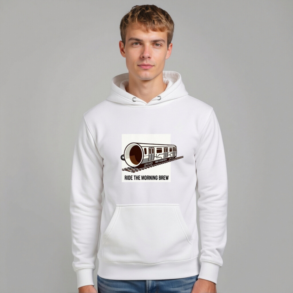 Ride the Morning Brew Unisex Hoodie - Premium Pullover Coffee Train Design - Image 10