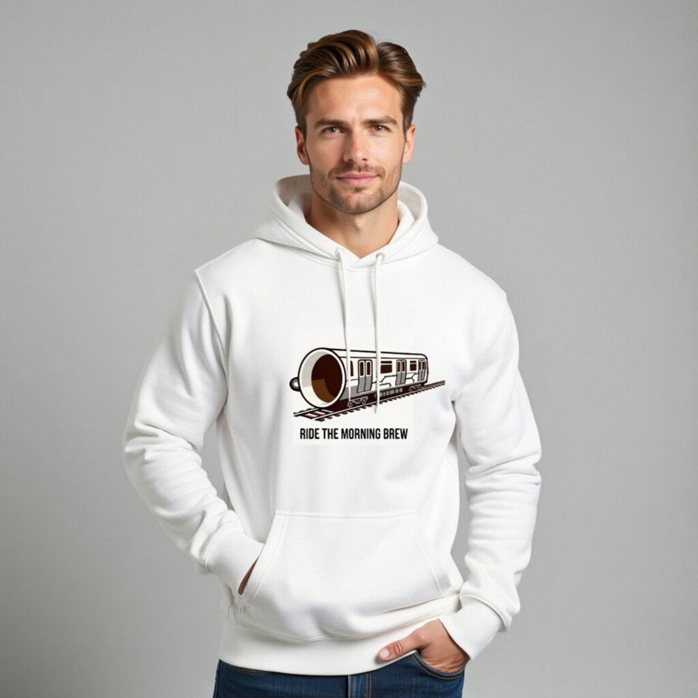 Ride the Morning Brew Unisex Hoodie - Premium Pullover Coffee Train Design - Image 11