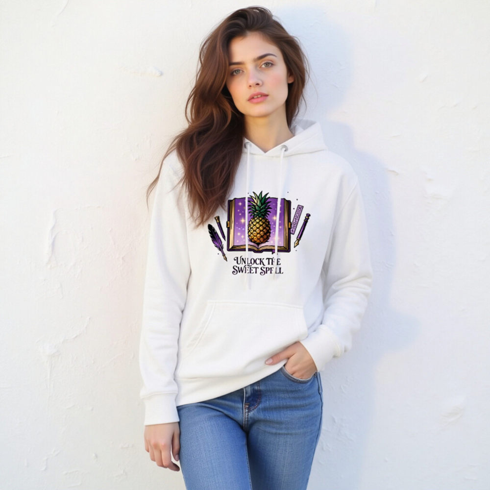 Unisex Premium Pullover Hoodie | Unlock the Sweet Spell Pineapple Book Design - Image 8