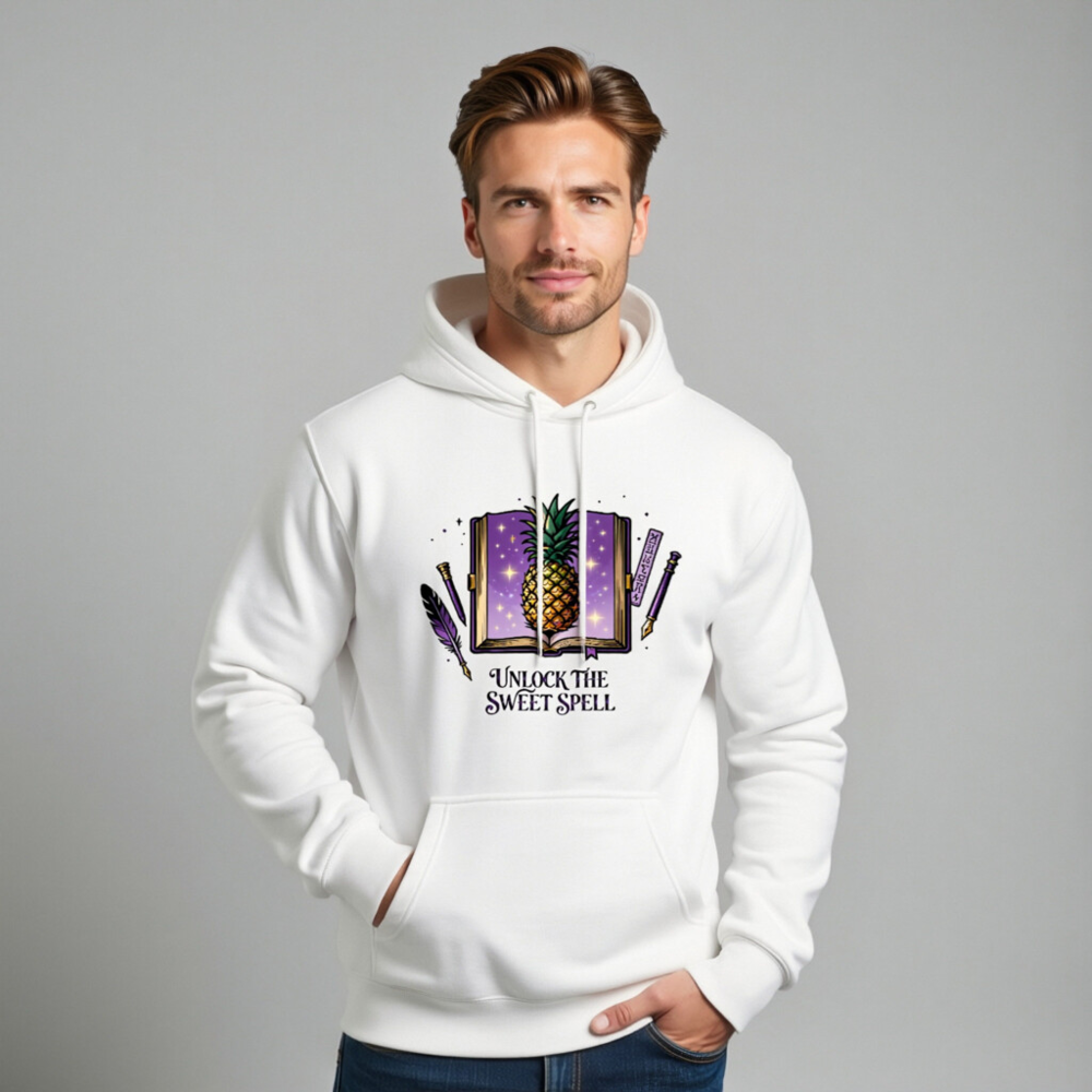 Unisex Premium Pullover Hoodie | Unlock the Sweet Spell Pineapple Book Design - Image 11