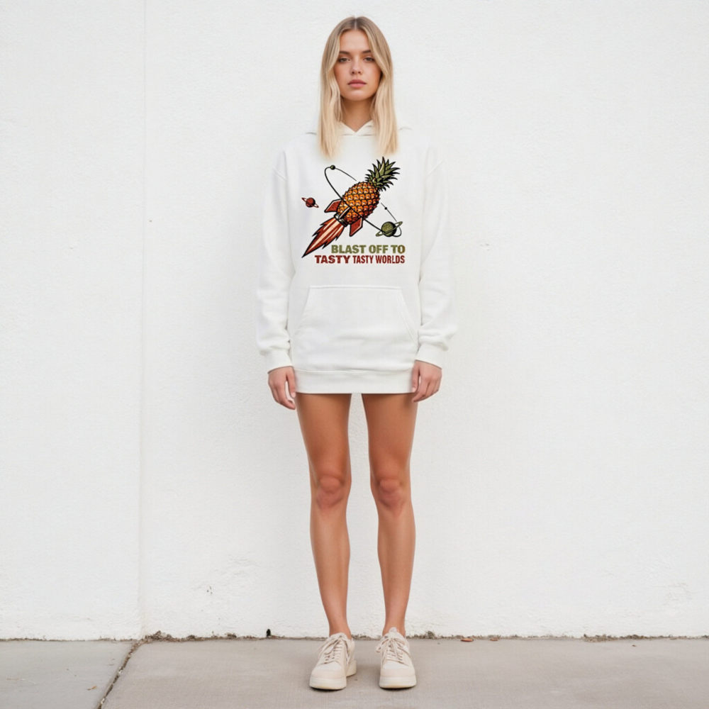 Pineapple Rocket Hoodie - Blast Off to Tasty Tasty Worlds Unisex Pullover - Image 4