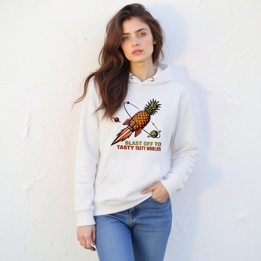 Pineapple Rocket Hoodie - Blast Off to Tasty Tasty Worlds Unisex Pullover - Image 8