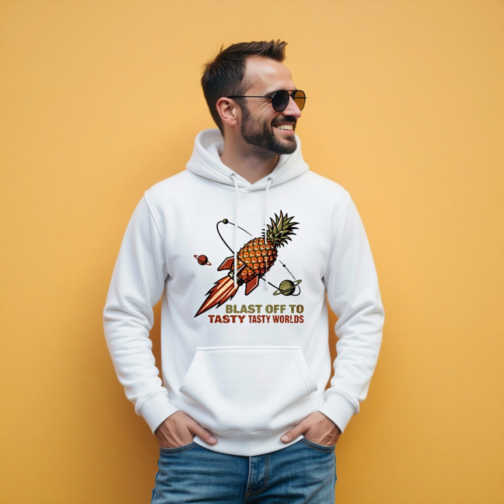 Pineapple Rocket Hoodie - Blast Off to Tasty Tasty Worlds Unisex Pullover - Image 9