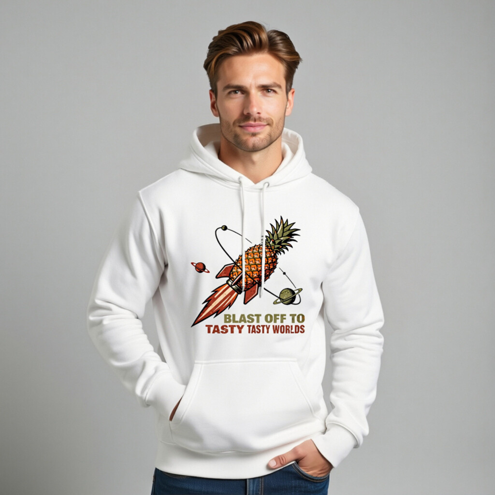 Pineapple Rocket Hoodie - Blast Off to Tasty Tasty Worlds Unisex Pullover - Image 11