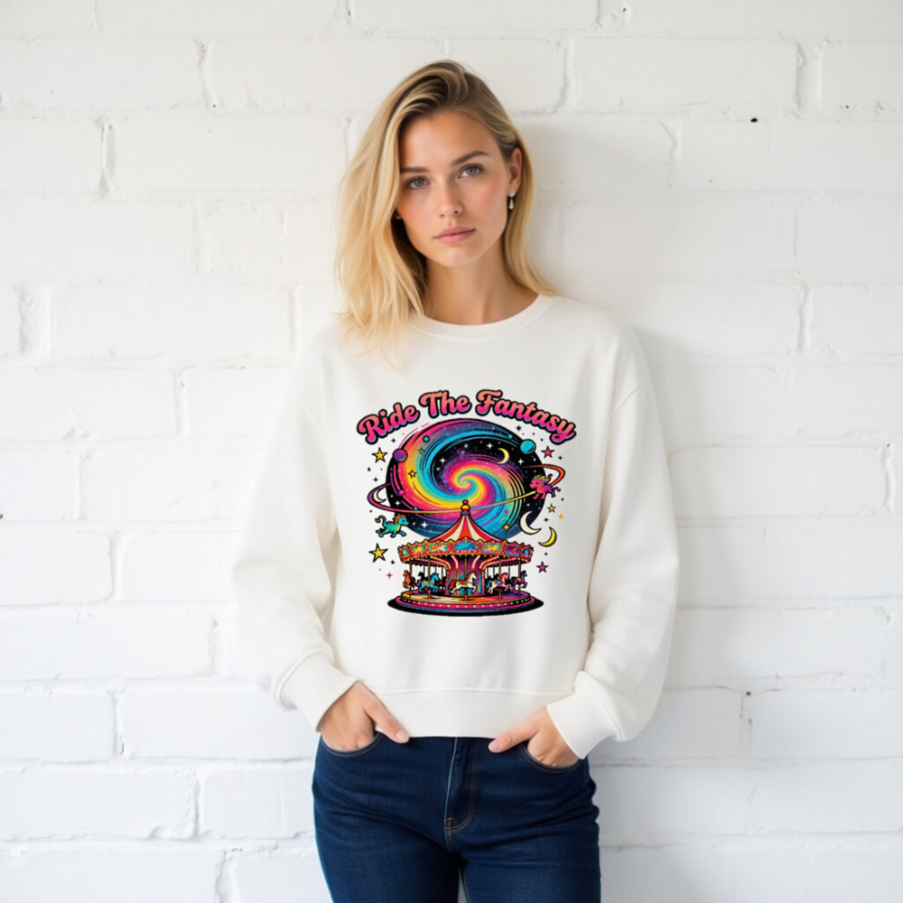 Unisex Organic Sweatshirt | Ride The Fantasy Carousel & Galaxy Design - Image 2