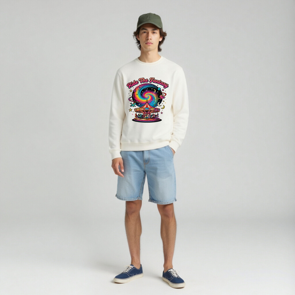 Unisex Organic Sweatshirt | Ride The Fantasy Carousel & Galaxy Design - Image 3