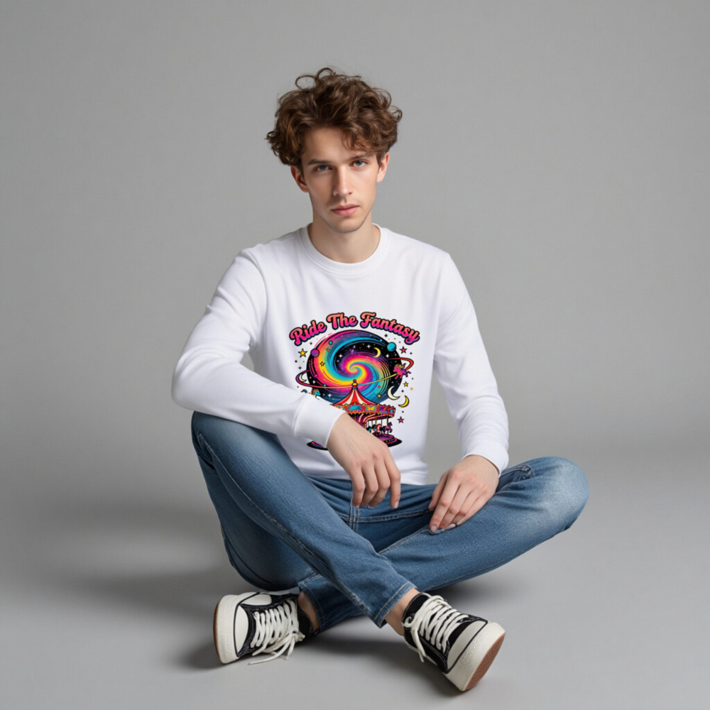 Unisex Organic Sweatshirt | Ride The Fantasy Carousel & Galaxy Design - Image 4