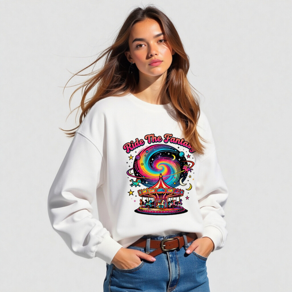 Unisex Organic Sweatshirt | Ride The Fantasy Carousel & Galaxy Design - Image 5
