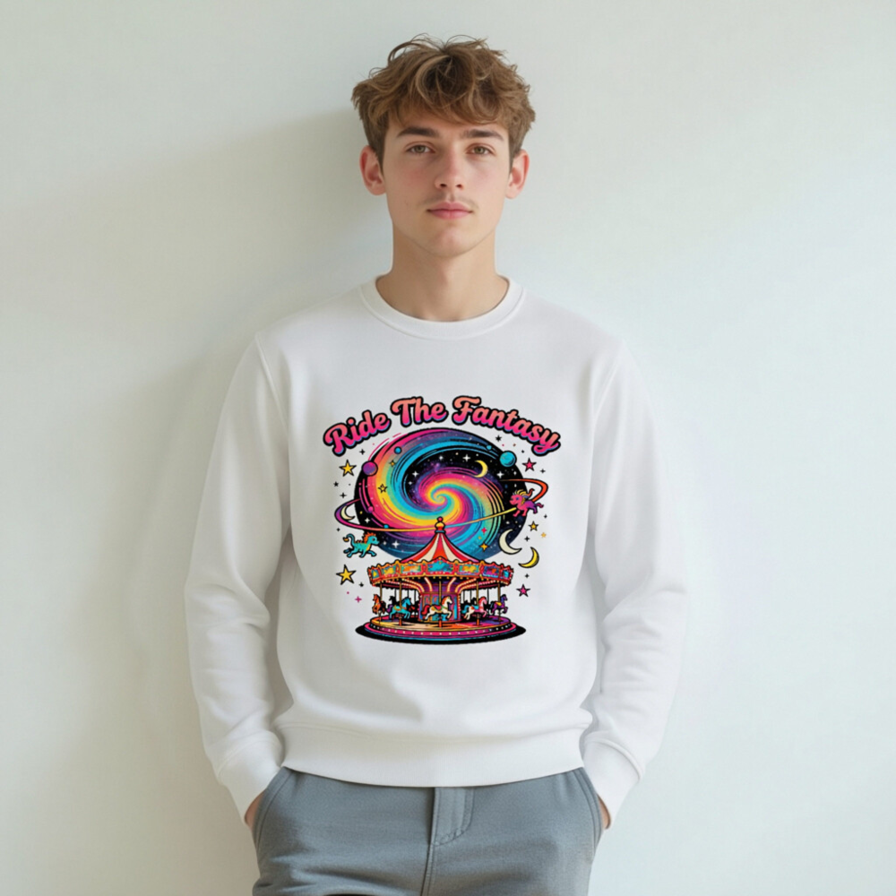 Unisex Organic Sweatshirt | Ride The Fantasy Carousel & Galaxy Design - Image 6