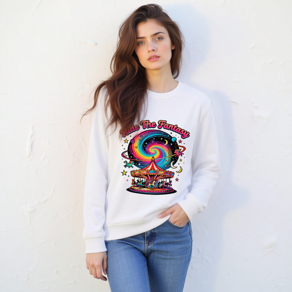 Unisex Organic Sweatshirt | Ride The Fantasy Carousel & Galaxy Design - Image 7