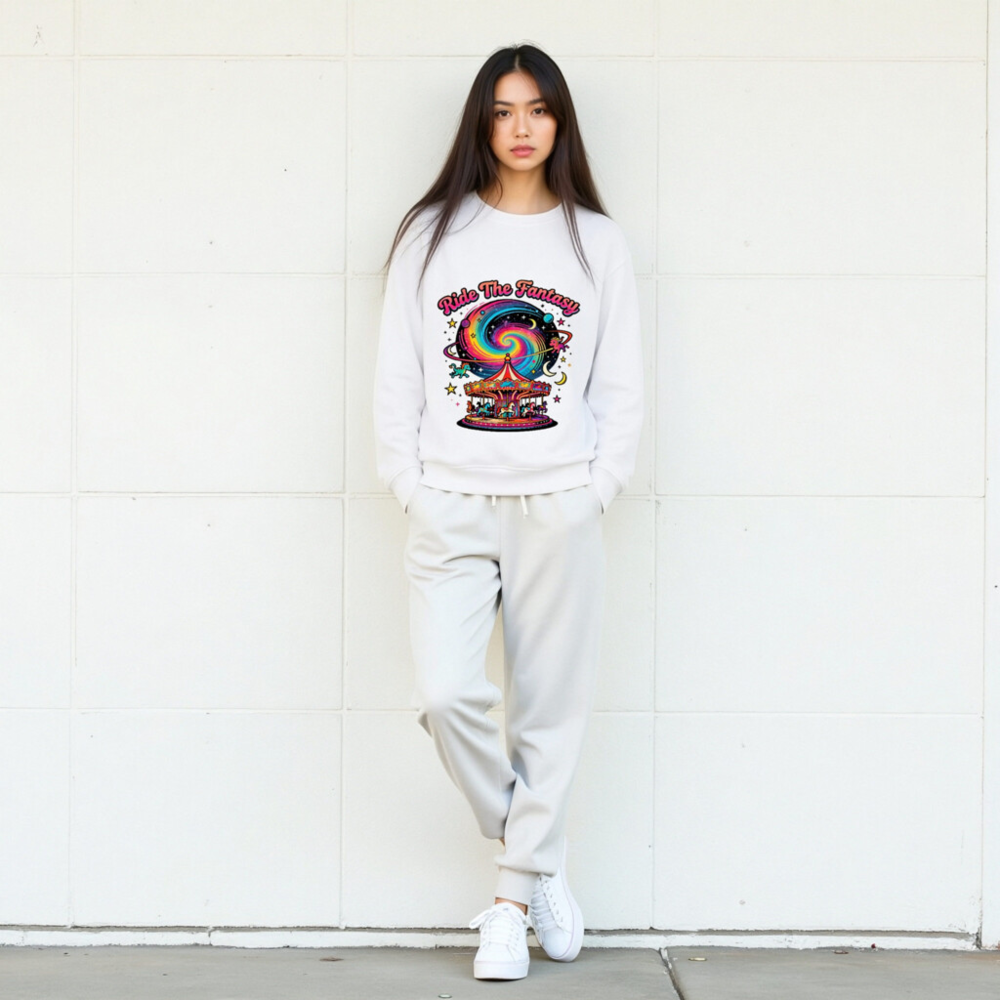 Unisex Organic Sweatshirt | Ride The Fantasy Carousel & Galaxy Design - Image 8