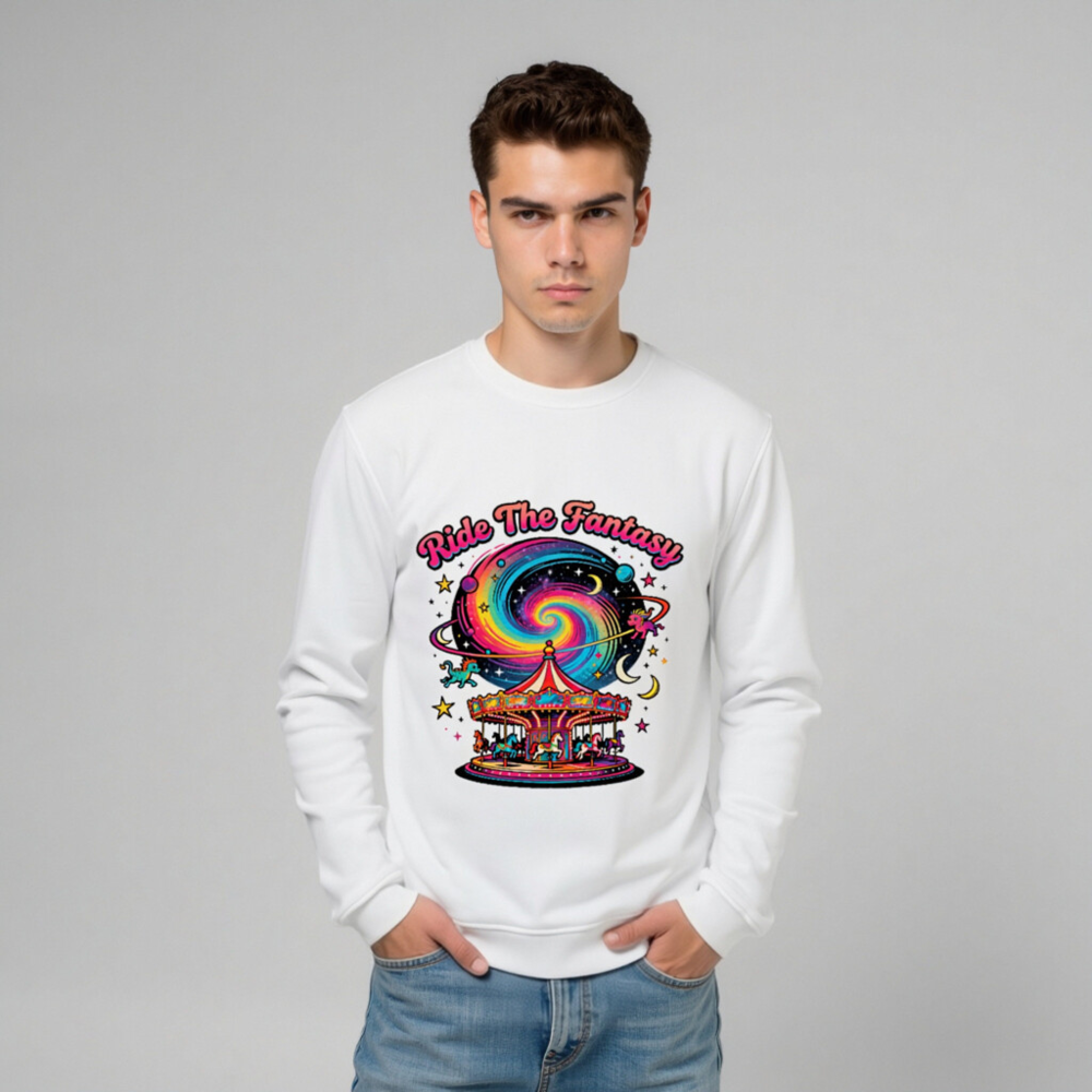 Unisex Organic Sweatshirt | Ride The Fantasy Carousel & Galaxy Design - Image 9