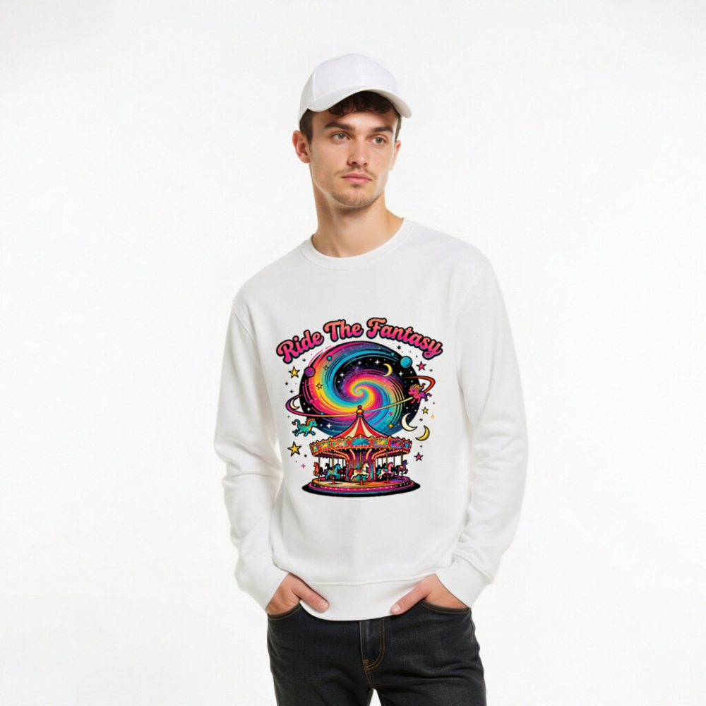 Unisex Organic Sweatshirt | Ride The Fantasy Carousel & Galaxy Design - Image 10