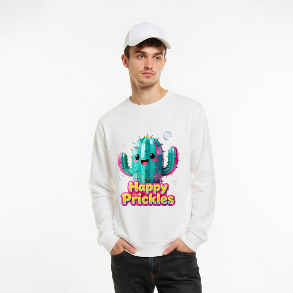 Happy Prickles Cactus Organic Sweatshirt | Unisex Eco-Friendly Crewneck - Image 10