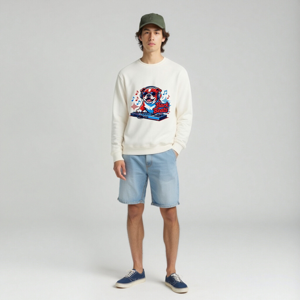 Unisex Organic Sweatshirt | Bark Beats DJ Bulldog Design - Image 3