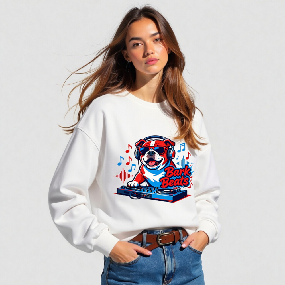 Unisex Organic Sweatshirt | Bark Beats DJ Bulldog Design - Image 5