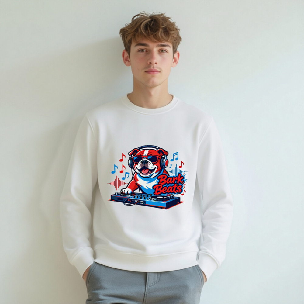 Unisex Organic Sweatshirt | Bark Beats DJ Bulldog Design - Image 6