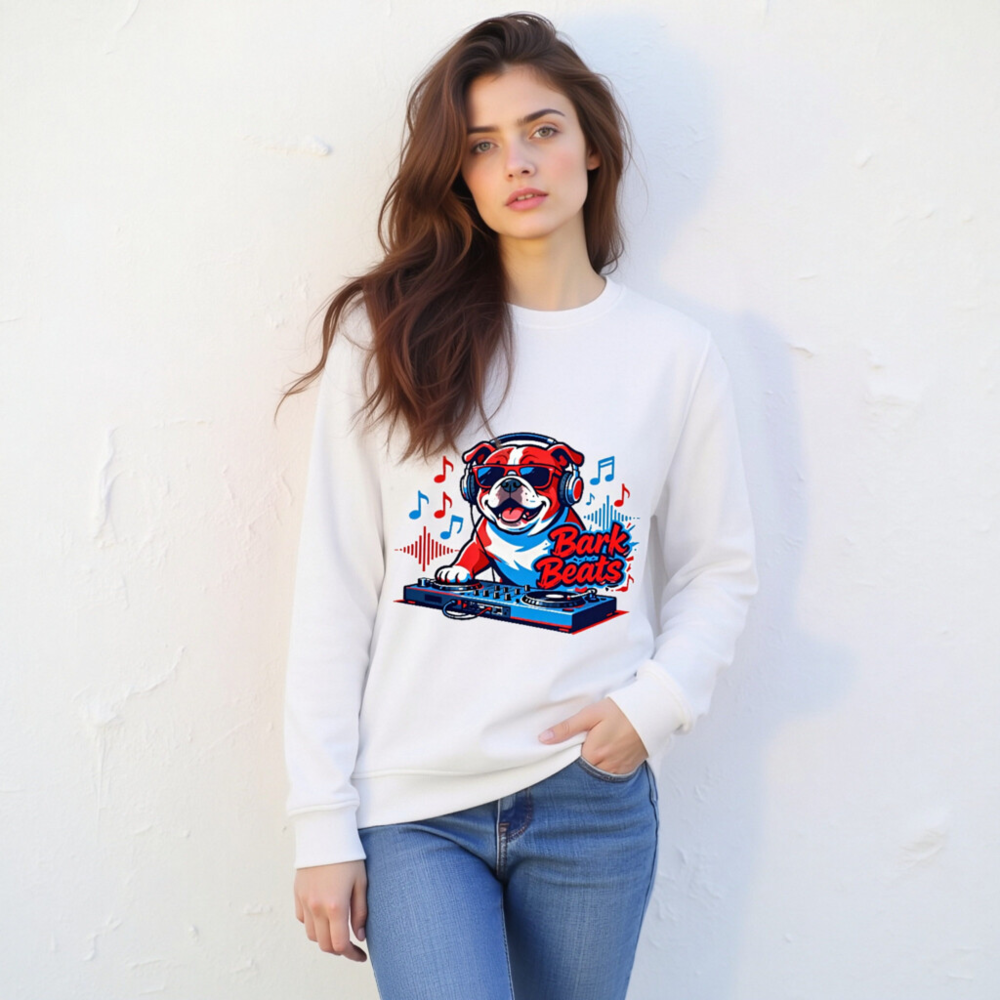 Unisex Organic Sweatshirt | Bark Beats DJ Bulldog Design - Image 7