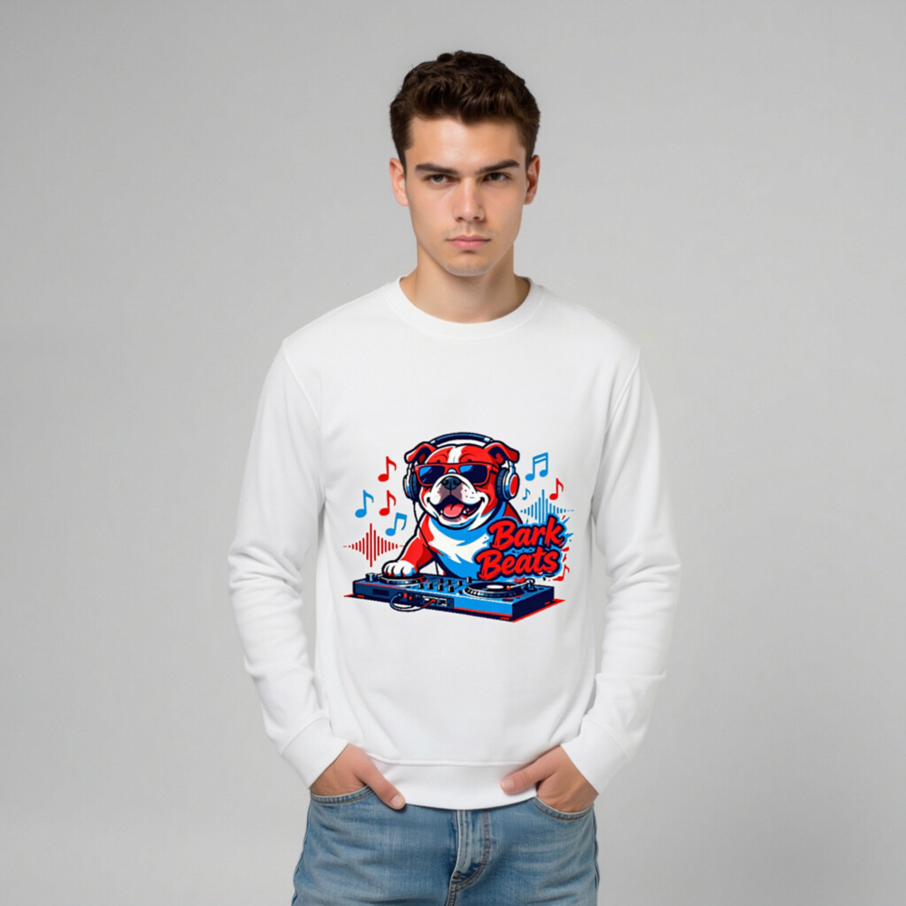 Unisex Organic Sweatshirt | Bark Beats DJ Bulldog Design - Image 9