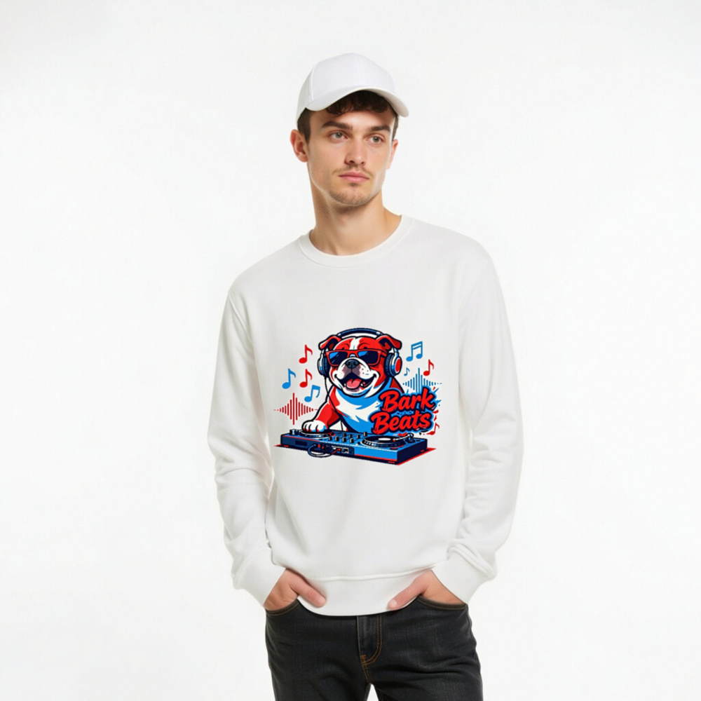 Unisex Organic Sweatshirt | Bark Beats DJ Bulldog Design - Image 10