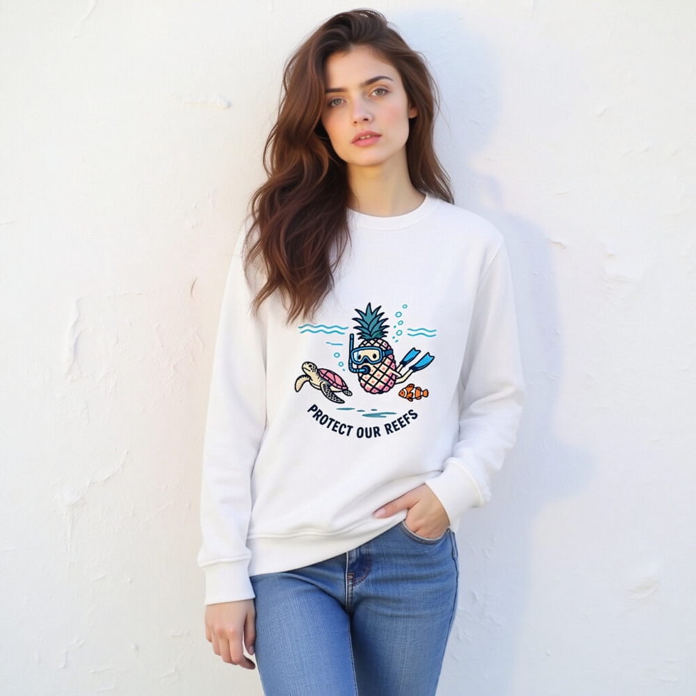 Unisex Organic Sweatshirt | Pineapple Diver & Reef Wildlife - Protect Our Reefs - Image 7