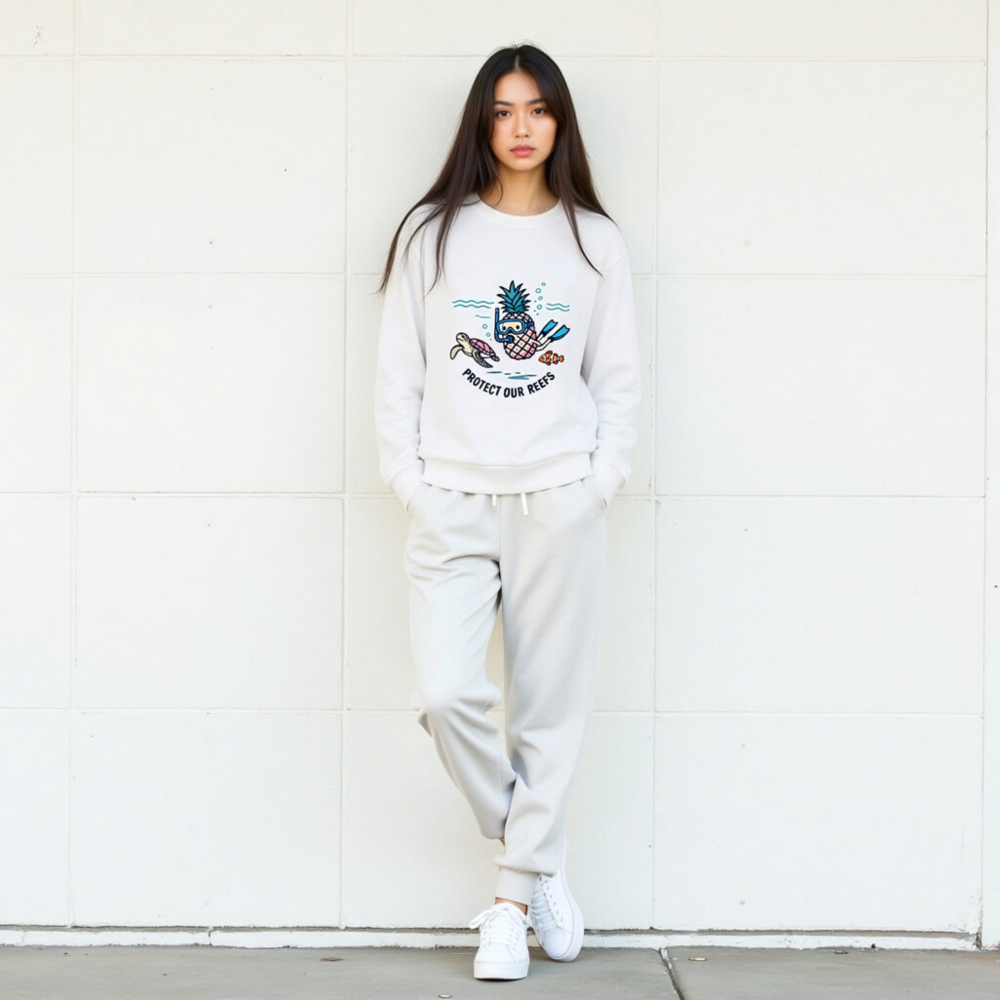 Unisex Organic Sweatshirt | Pineapple Diver & Reef Wildlife - Protect Our Reefs - Image 8