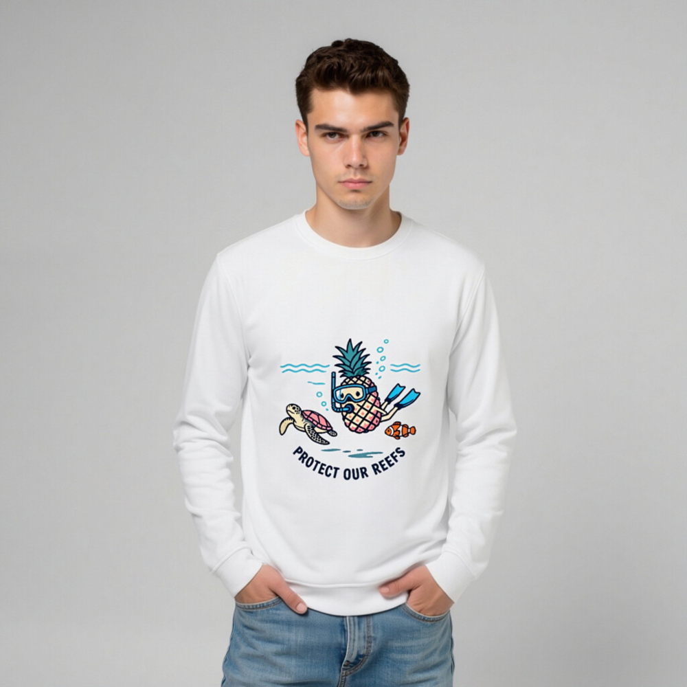 Unisex Organic Sweatshirt | Pineapple Diver & Reef Wildlife - Protect Our Reefs - Image 9