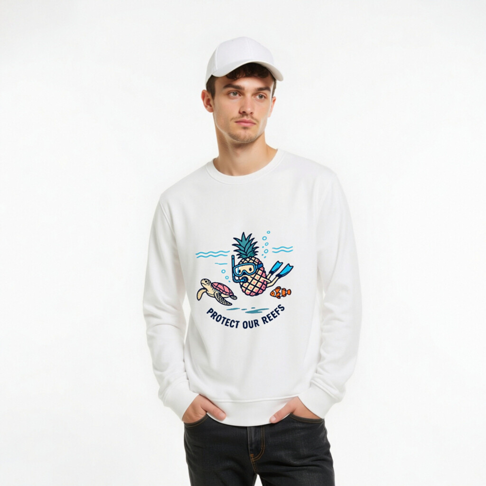 Unisex Organic Sweatshirt | Pineapple Diver & Reef Wildlife - Protect Our Reefs - Image 10
