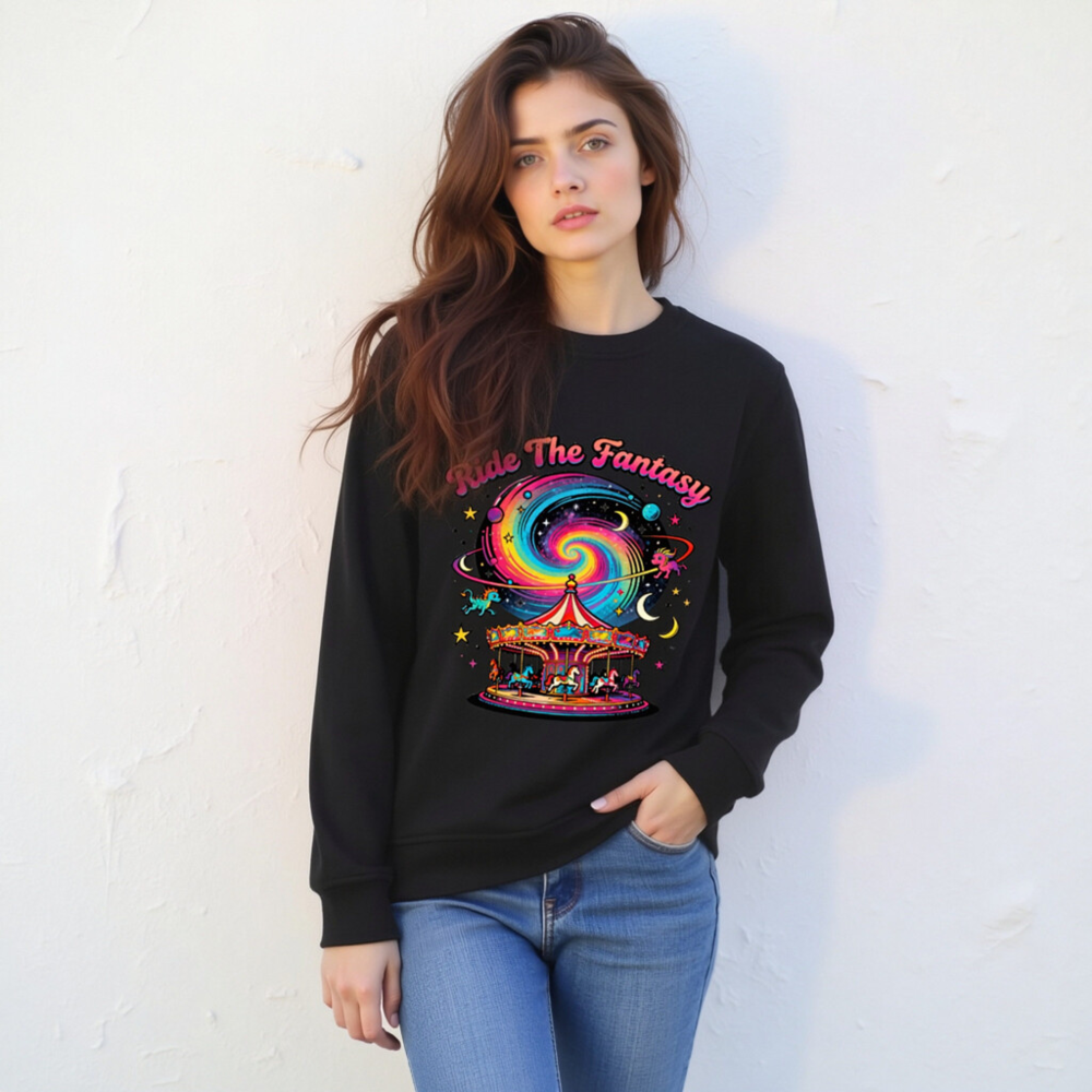 Unisex Organic Sweatshirt | Ride The Fantasy Carousel & Galaxy Design - Image 4