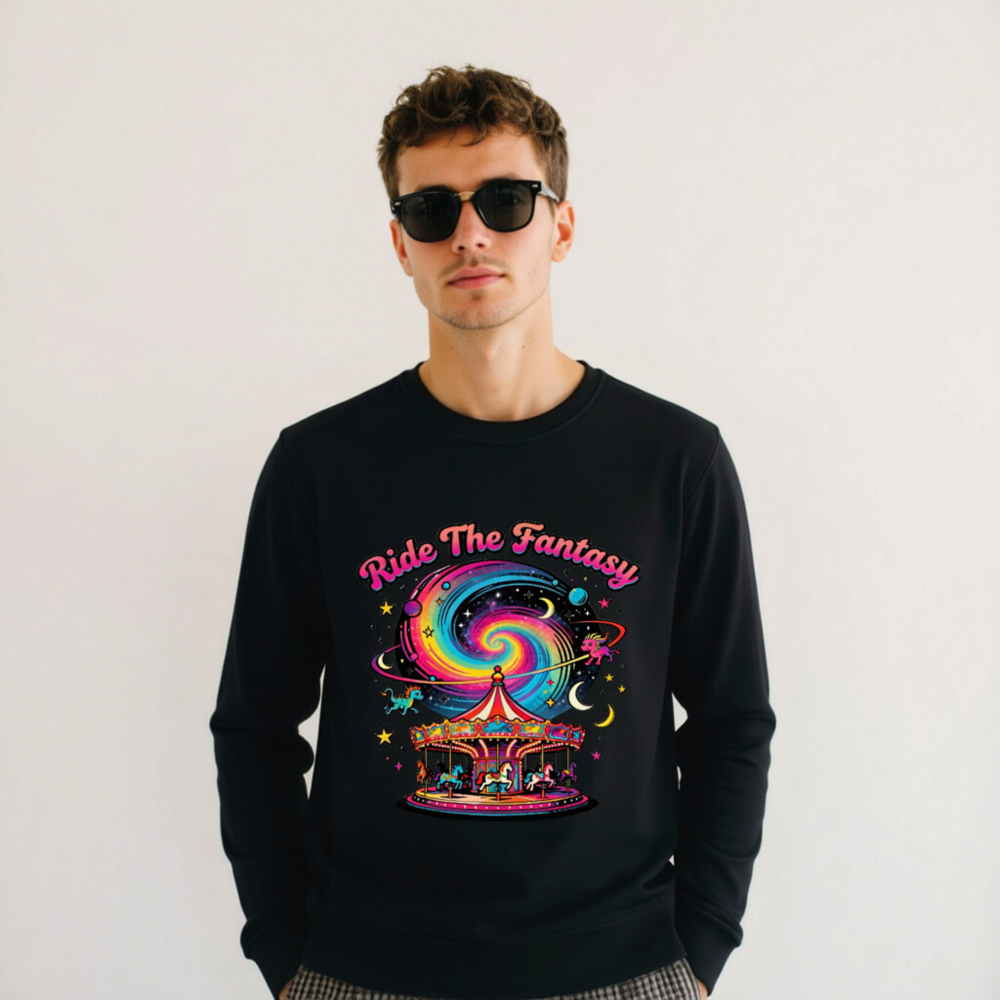 Unisex Organic Sweatshirt | Ride The Fantasy Carousel & Galaxy Design - Image 5