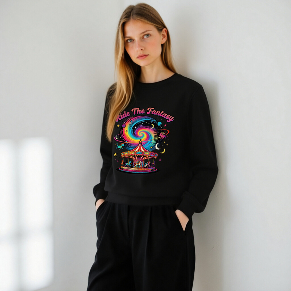 Unisex Organic Sweatshirt | Ride The Fantasy Carousel & Galaxy Design - Image 8
