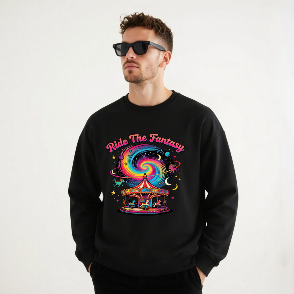 Unisex Organic Sweatshirt | Ride The Fantasy Carousel & Galaxy Design - Image 9