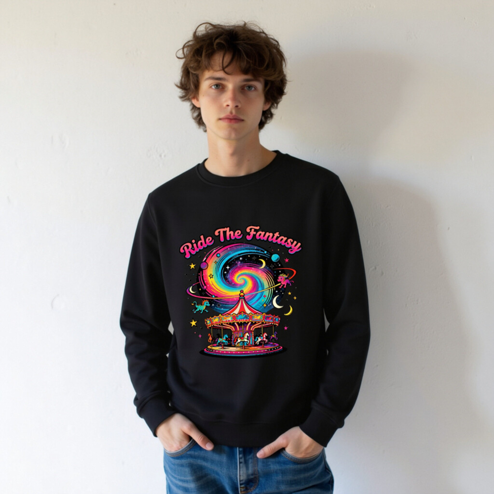 Unisex Organic Sweatshirt | Ride The Fantasy Carousel & Galaxy Design - Image 10