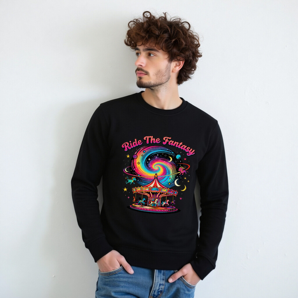 Unisex Organic Sweatshirt | Ride The Fantasy Carousel & Galaxy Design - Image 11
