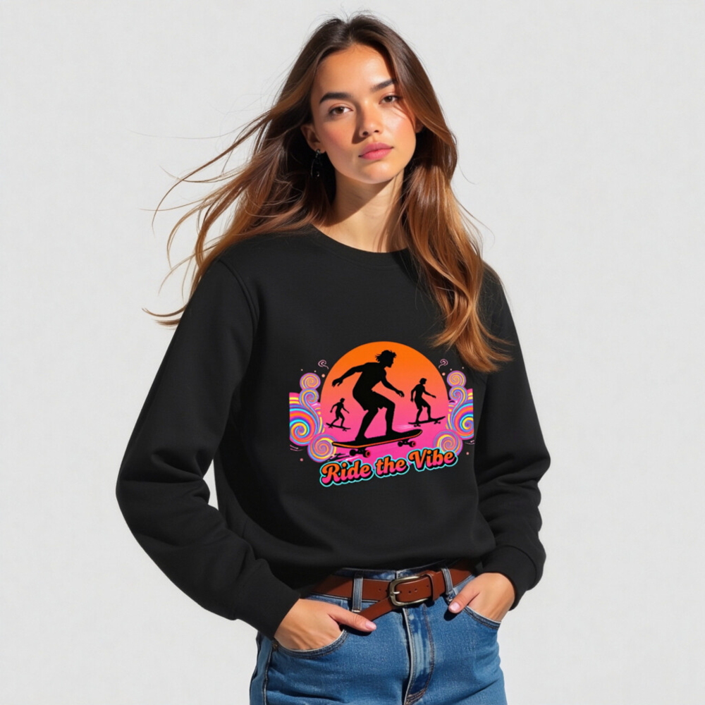 Unisex Organic Sweatshirt | Ride the Vibe Skateboard Design - Image 2