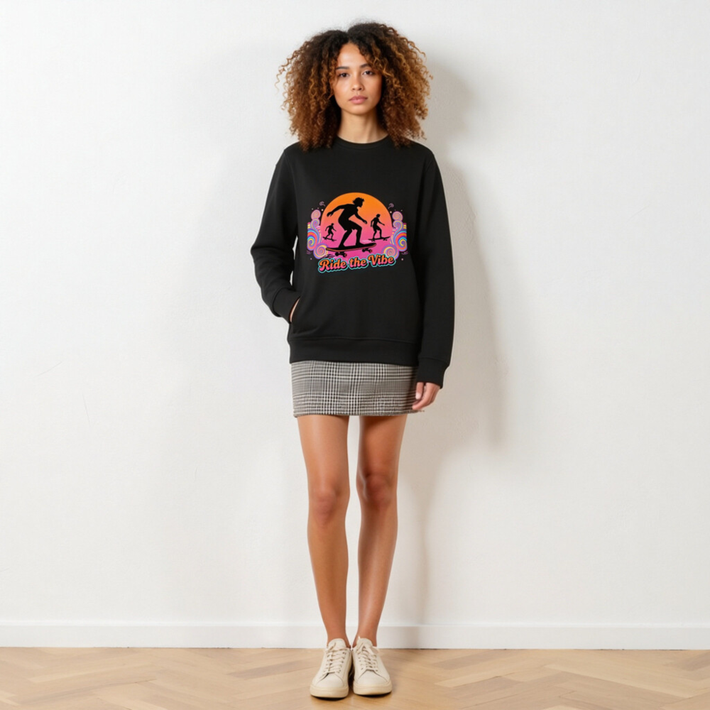 Unisex Organic Sweatshirt | Ride the Vibe Skateboard Design - Image 3