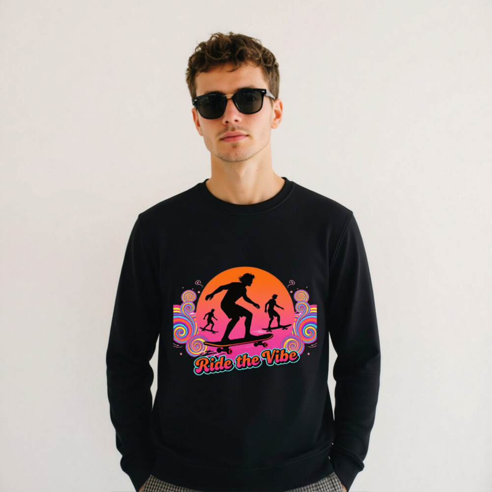 Unisex Organic Sweatshirt | Ride the Vibe Skateboard Design - Image 4