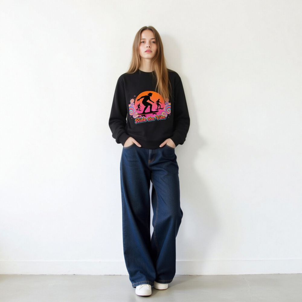 Unisex Organic Sweatshirt | Ride the Vibe Skateboard Design - Image 5