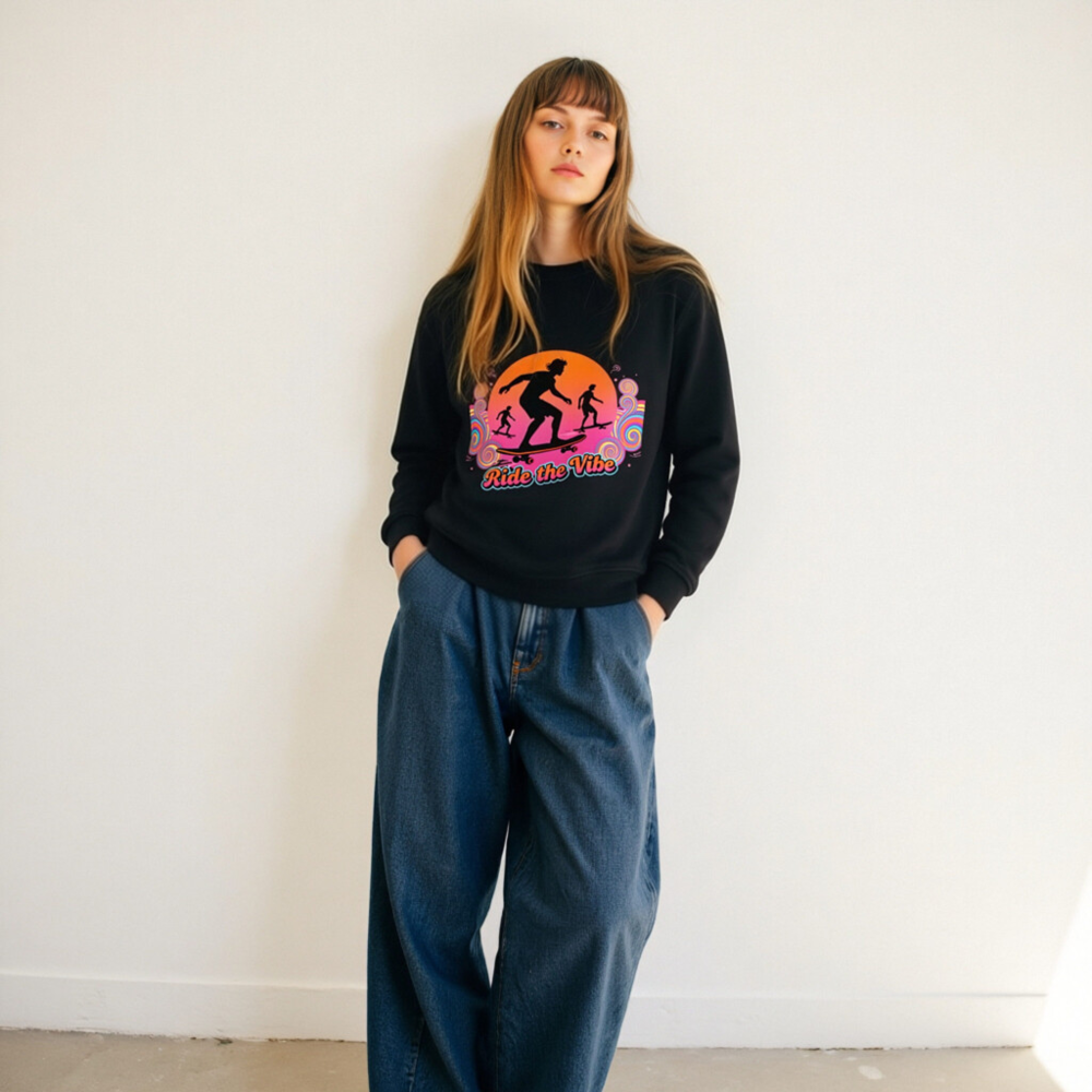 Unisex Organic Sweatshirt | Ride the Vibe Skateboard Design - Image 6