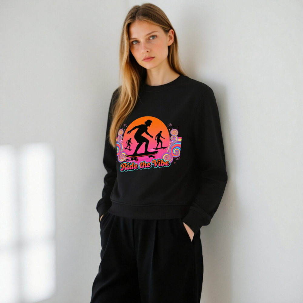 Unisex Organic Sweatshirt | Ride the Vibe Skateboard Design - Image 7
