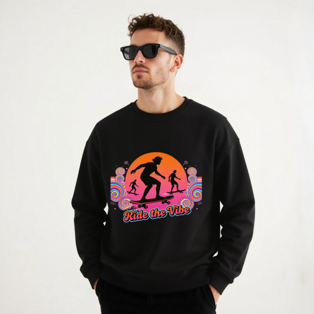 Unisex Organic Sweatshirt | Ride the Vibe Skateboard Design - Image 8