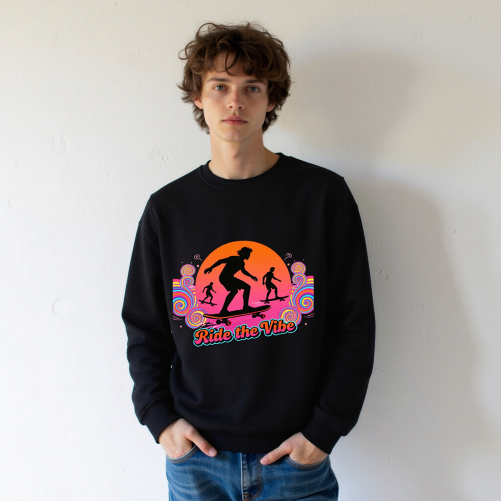 Unisex Organic Sweatshirt | Ride the Vibe Skateboard Design - Image 9