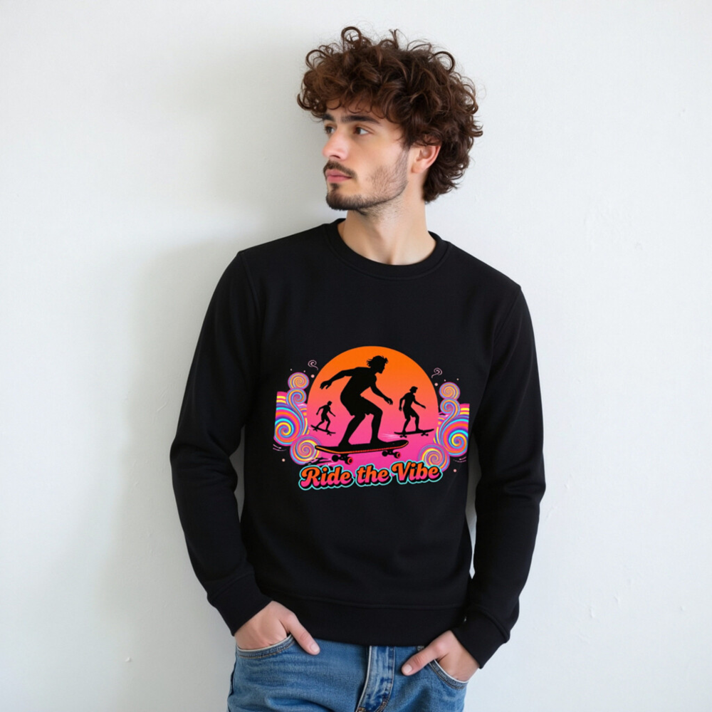 Unisex Organic Sweatshirt | Ride the Vibe Skateboard Design - Image 10