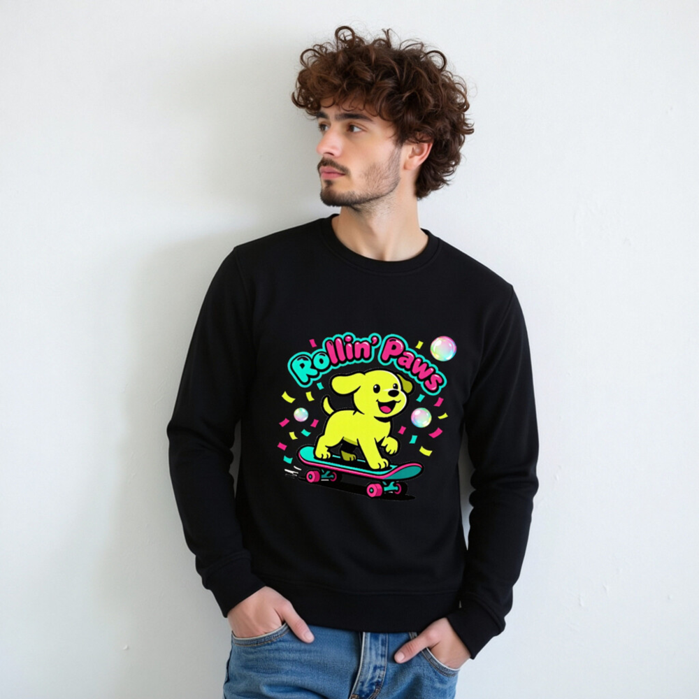 Unisex Organic Rollin' Paws Skateboard Puppy Sweatshirt - Eco-Friendly & Comfortable - Image 11