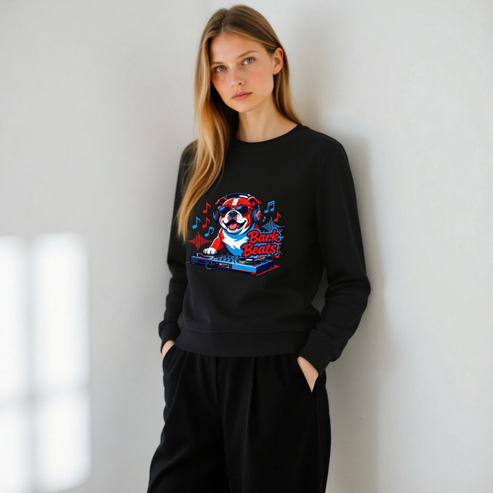 Bark Beats DJ Bulldog Unisex Organic Sweatshirt - Eco-Friendly, Comfortable - Image 8