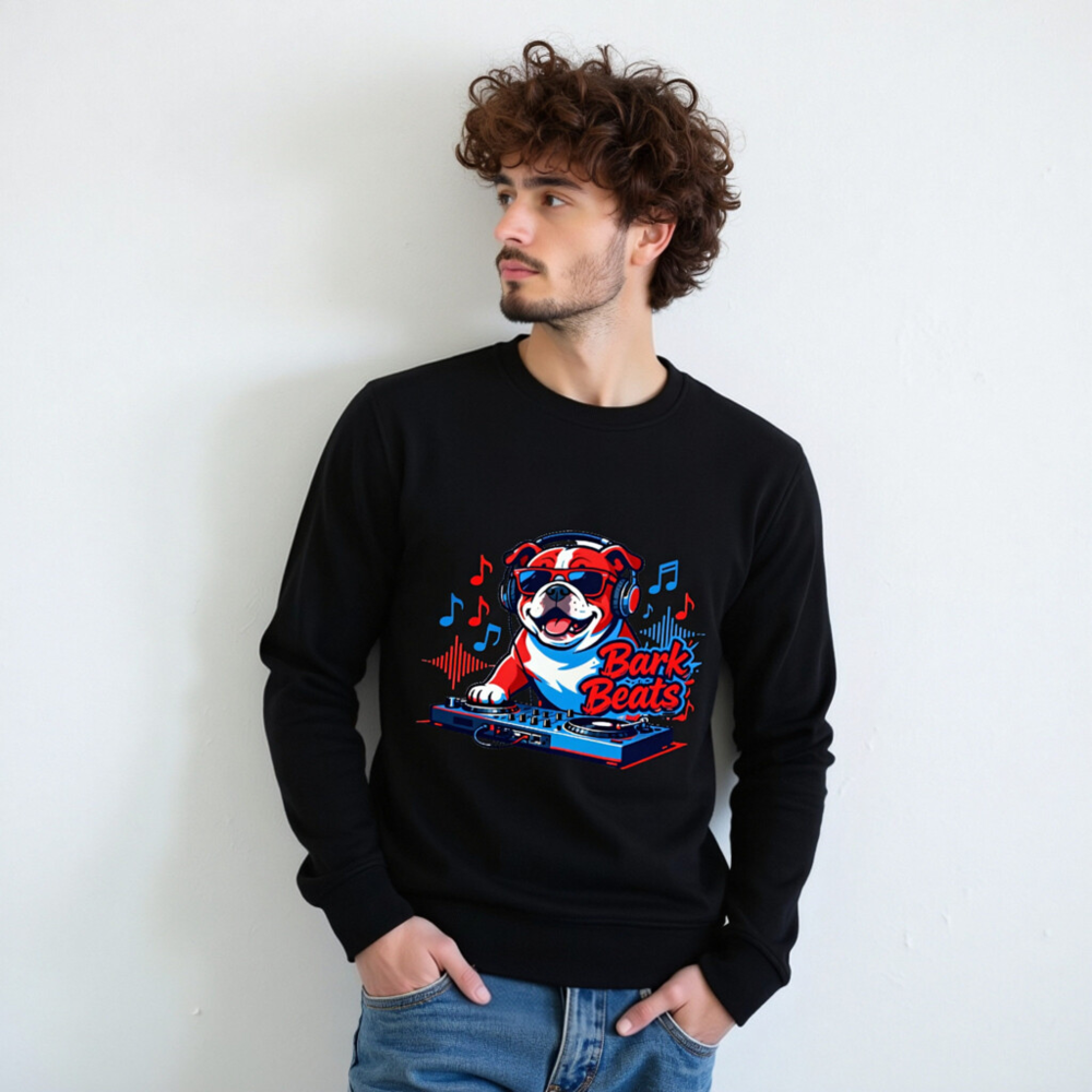 Bark Beats DJ Bulldog Unisex Organic Sweatshirt - Eco-Friendly, Comfortable - Image 11
