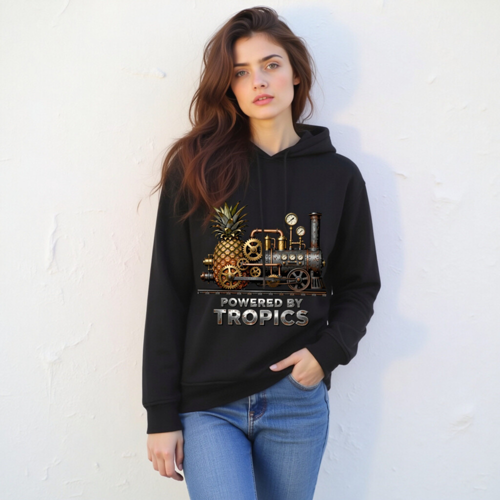 Unisex Organic Sweatshirt | Powered by Tropics Pineapple Steampunk Design - Image 4