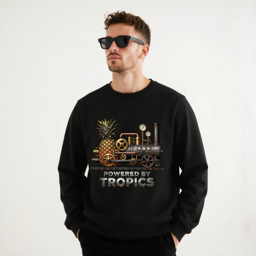 Unisex Organic Sweatshirt | Powered by Tropics Pineapple Steampunk Design - Image 9